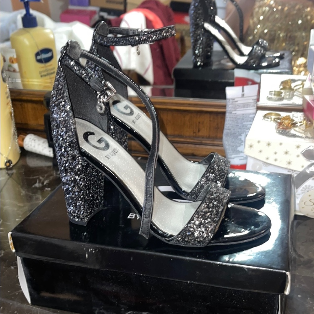 Black Glitter Women's Heels